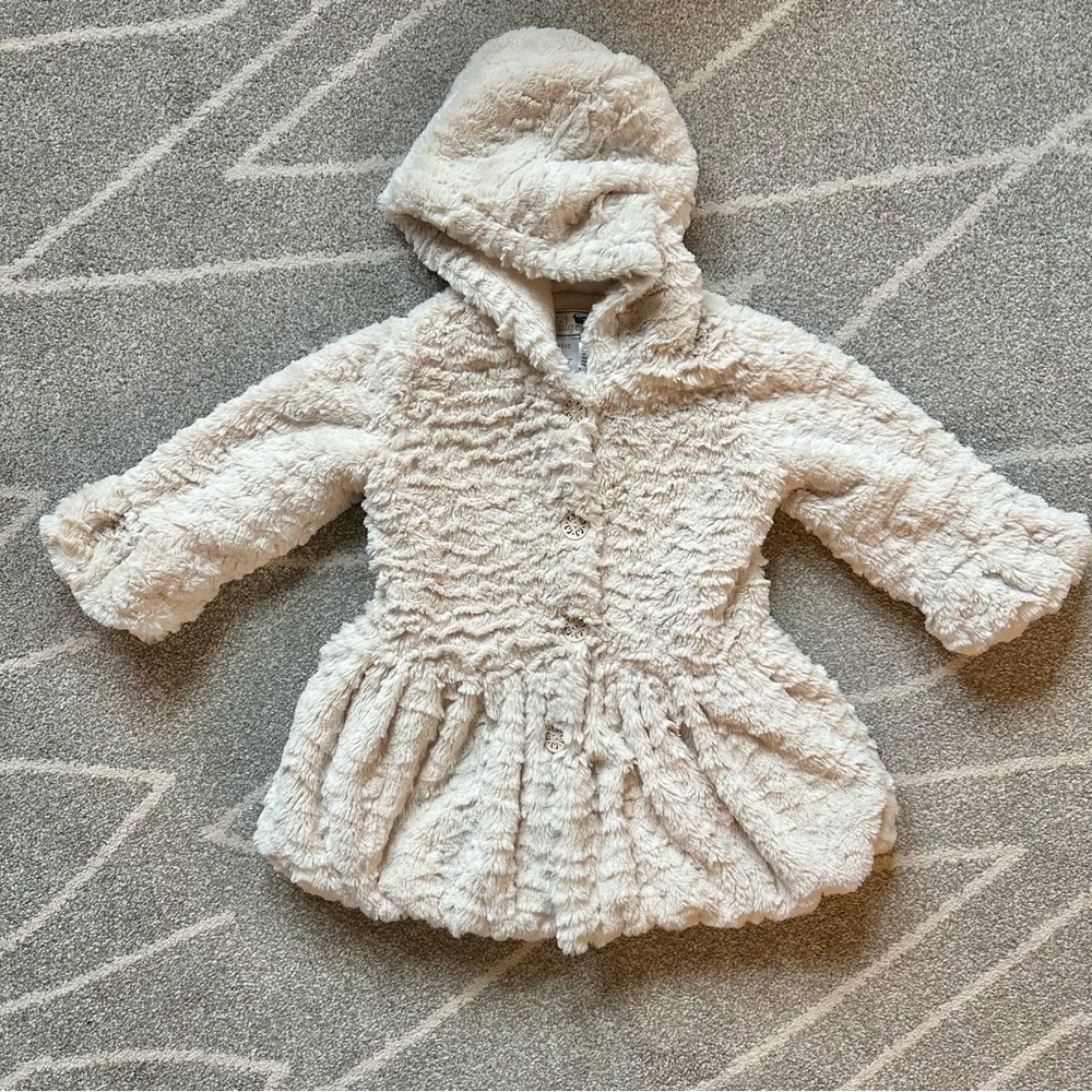 American Widgeon Cream Faux Fur Fancy Peplum Coat